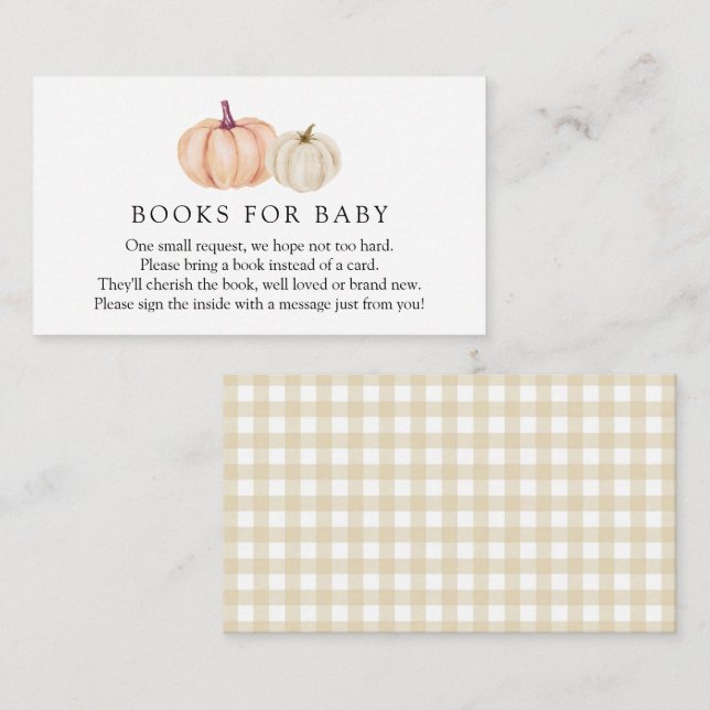 Pumpkin Gingham Books for Baby Enclosure Card (Front/Back)