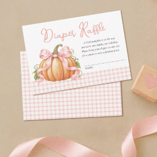 Pumpkin Girl Baby Shower Pink Bow Diaper Raffle