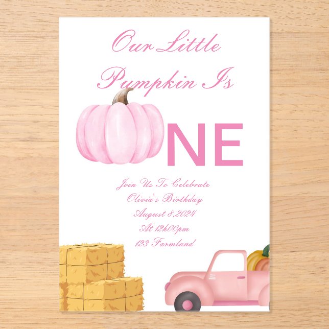 Pumpkin girl birthday invitation (Front)