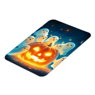 Pumpkin Glow Ghost Party Watercolor Magnet