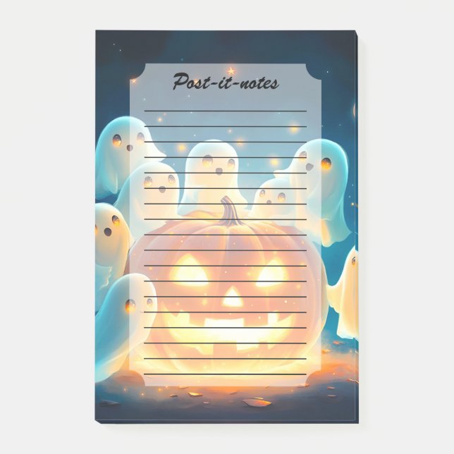 Pumpkin Glow Ghost Party Watercolor Post-it Notes (Front)