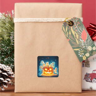 Pumpkin Glow Ghost Party Watercolor Square Sticker