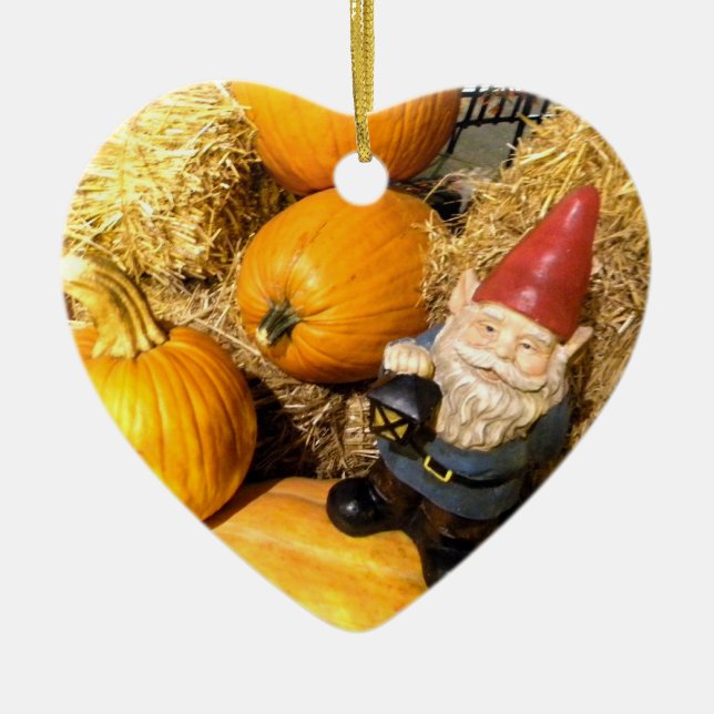 Pumpkin Gnome II Ceramic Ornament (Front)