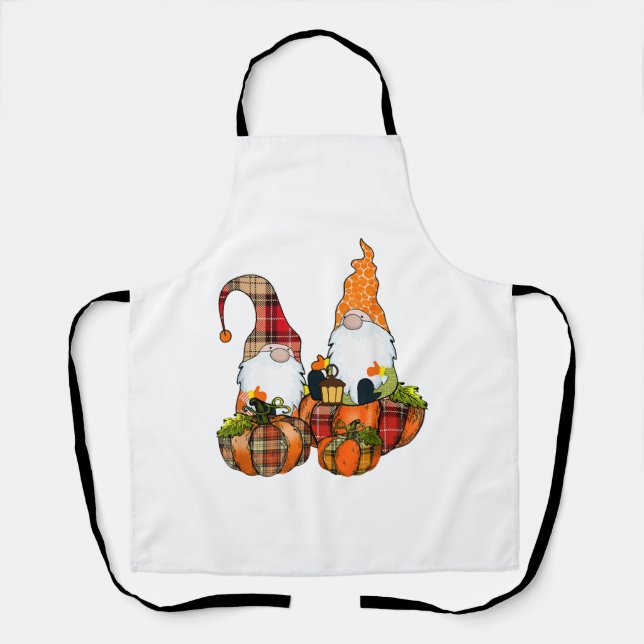 Pumpkin Gnomes Fall Autumn Cute Halloween Apron (Front)