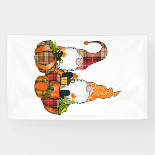 Pumpkin Gnomes Fall Autumn Cute Halloween Banner