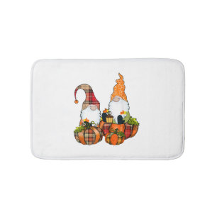 Pumpkin Gnomes Fall Autumn Cute Halloween Bath Mat