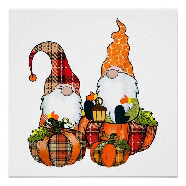 Pumpkin Gnomes Fall Autumn Cute Halloween Poster (Front)