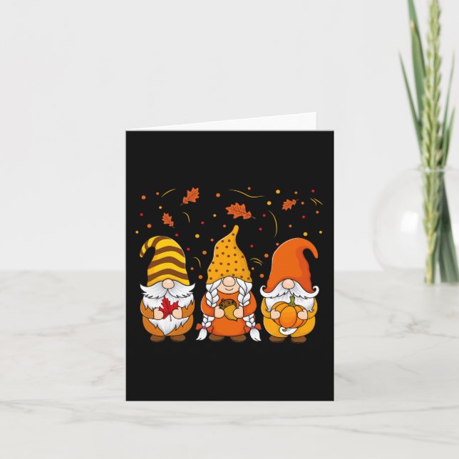 Pumpkin Gnomes Fall Autumn Cute Halloween Thanksgi Card (Front)