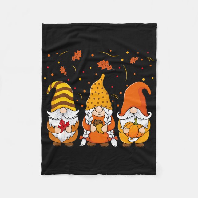 Pumpkin Gnomes Fall Autumn Cute Halloween Thanksgi Fleece Blanket (Front)