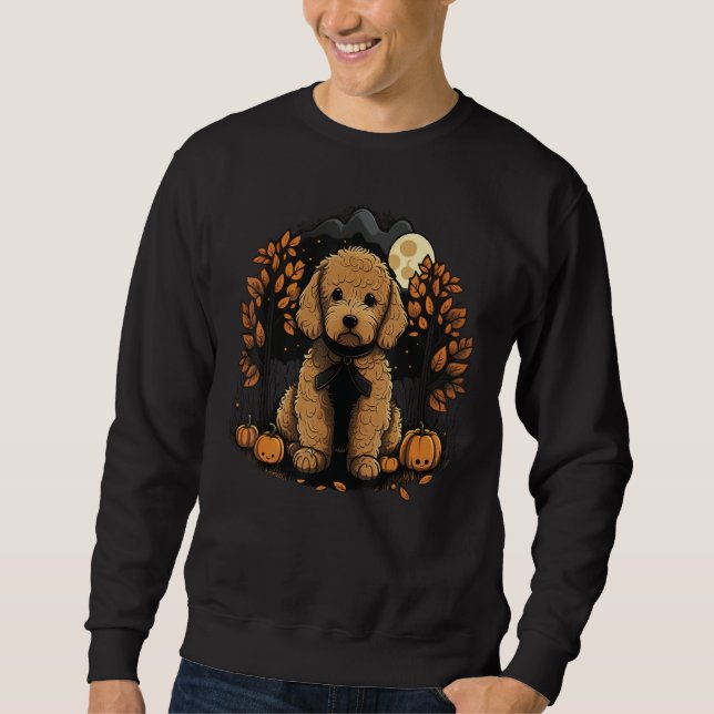 Pumpkin Golden Doodle costume on Goldendoodle Hall Sweatshirt (Front)
