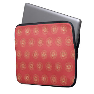 Pumpkin Golden Zinnia Flower Medallions Laptop Sleeve