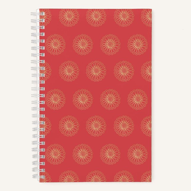 Pumpkin | Golden Zinnia Flower Medallions Notebook (Front)