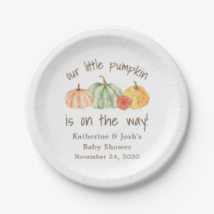 Pumpkin Gourd Autumn Baby Shower Paper Plate