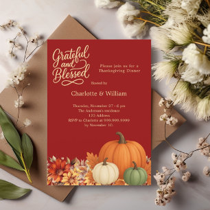 Pumpkin grateful terracotta Thanksgiving Dinner Invitation