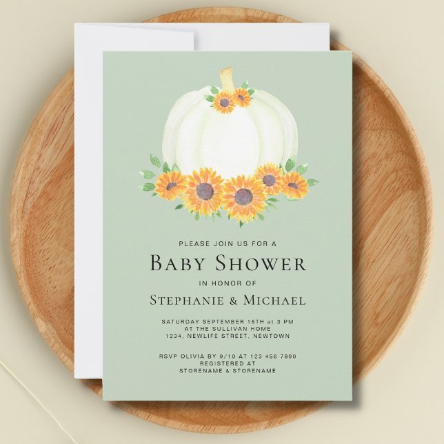 Pumpkin Green Couples Baby Shower Invitation (Creator Uploaded)