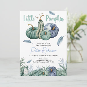Pumpkin Green Floral Boy Baby Shower Invitation
