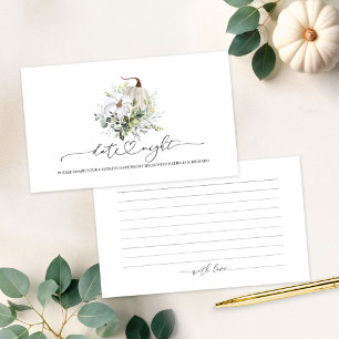 Pumpkin Greenery Bridal Shower Date Night Cards