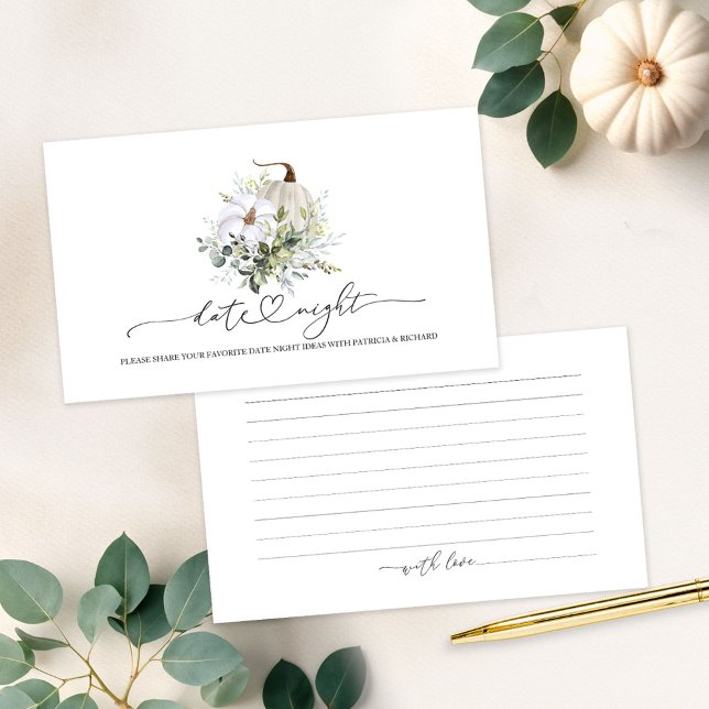 Pumpkin Greenery Bridal Shower Date Night Cards (Creator Uploaded)