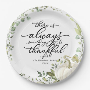 Pumpkin Greenery Eucalyptus Thanksgiving Dinner Paper Plate
