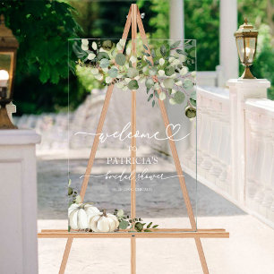 Pumpkin Greenery Fall Bridal Shower Welcome Acrylic Sign