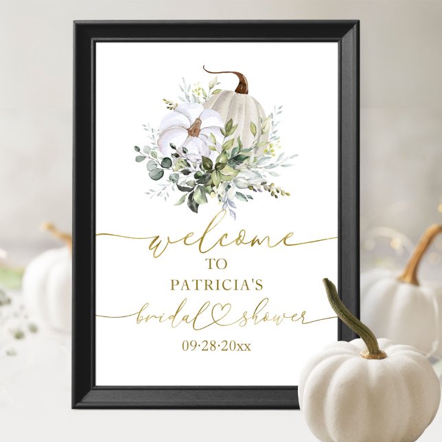 Pumpkin Greenery Fall Bridal Shower Welcome Poster (Creator Uploaded)