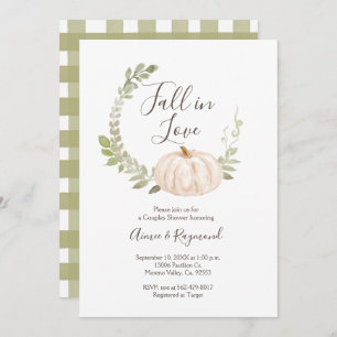 Pumpkin Greenery Fall in Love Couple Shower  Invitation