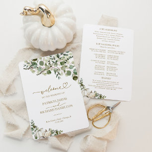 Pumpkin Greenery Fall Wedding Ceremony Program