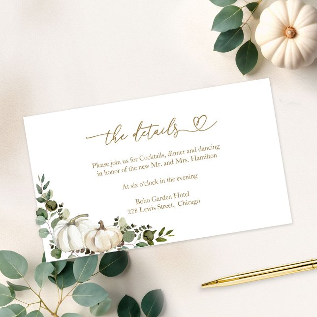 Pumpkin Greenery Fall Wedding Details Enclosure Card (Creator Uploaded)