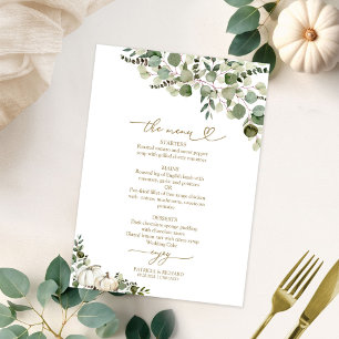 Pumpkin Greenery Fall Wedding Menu Card