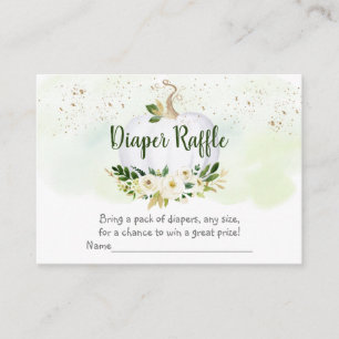 Pumpkin Greenery Gold Baby Shower Diaper Raffle Enclosure Card