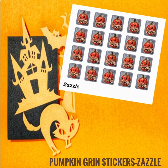 Pumpkin Grin Square Sticker (Creator Uploaded)
