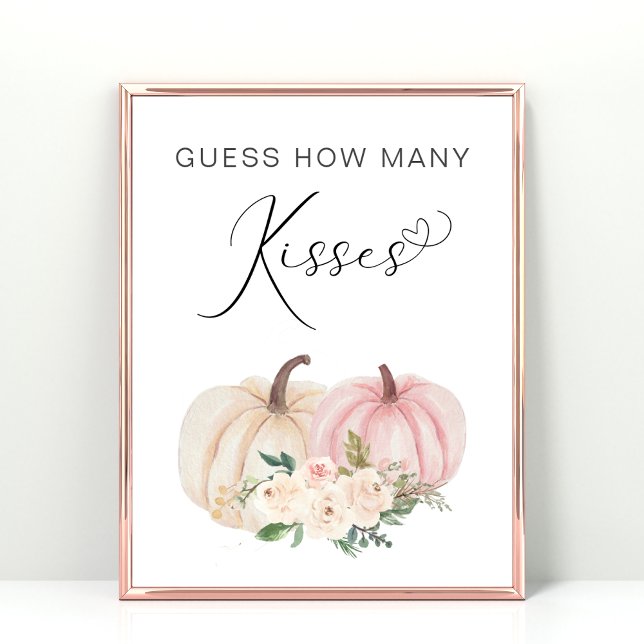 Pumpkin Guess How Many Kisses Baby Shower Game Poster (Creator Uploaded)