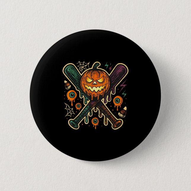 Pumpkin Halloween Baseball Ice Cream Drip Soky Boy 6 Cm Round Badge (Front)