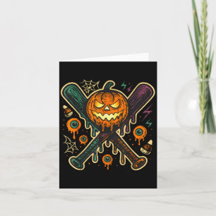 Pumpkin Halloween Baseball Ice Cream Drip Soky Boy Card