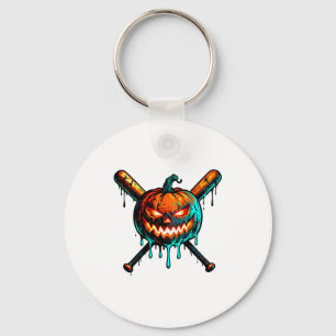 Pumpkin Halloween Baseball Ice Cream Drip Soky Boy Key Ring