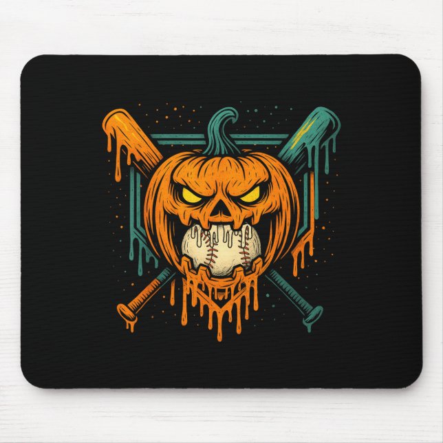 Pumpkin Halloween Baseball Ice Cream Drip Soky Boy Mouse Pad (Front)