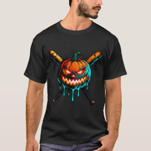 Pumpkin Halloween Baseball Ice Cream Drip Soky Boy T-Shirt