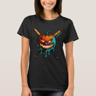 Pumpkin Halloween Baseball Ice Cream Drip Soky Boy T-Shirt