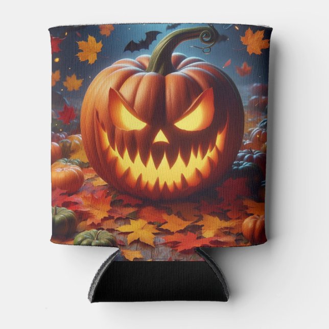 pumpkin/Halloween/bat spooky  Can Cooler (Front)