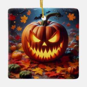 pumpkin/Halloween/bat spooky  Ceramic Ornament