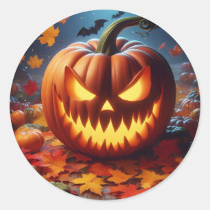 pumpkin/Halloween/bat spooky Classic Round Sticker