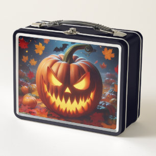 pumpkin/Halloween/bat spooky Metal Lunch Box