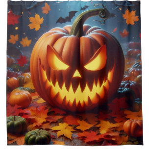 pumpkin/Halloween/bat spooky Shower Curtain