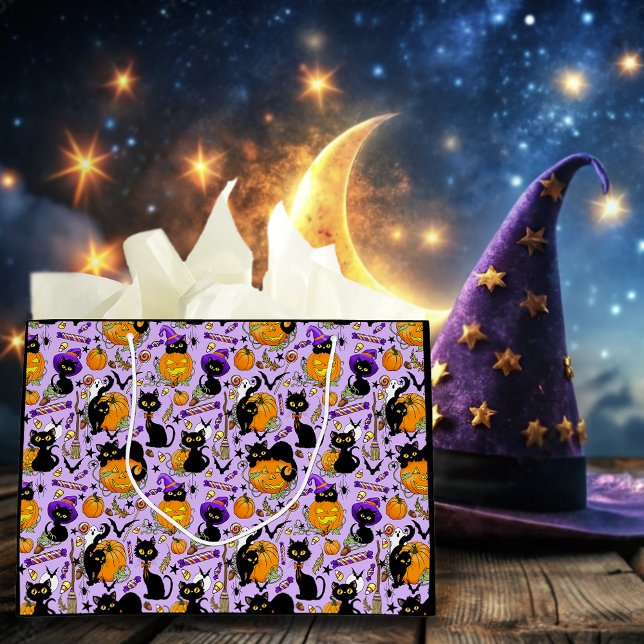 Pumpkin Halloween Candy Black Cats Large Gift Bag (Creator Uploaded)