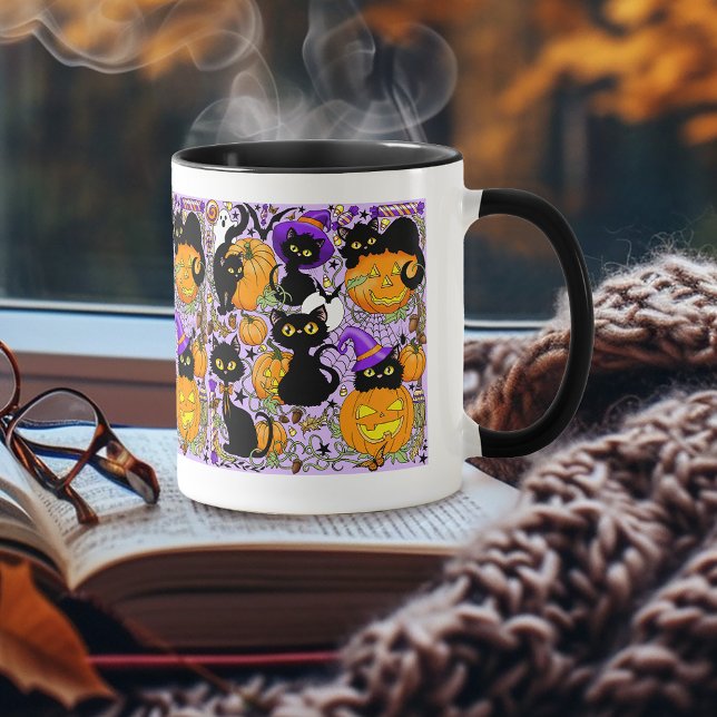 Pumpkin Halloween Candy Black Cats Mug (Creator Uploaded)