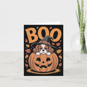 Pumpkin Halloween Cavalier King Charles Spaniel Card
