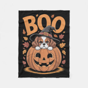 Pumpkin Halloween Cavalier King Charles Spaniel  Fleece Blanket