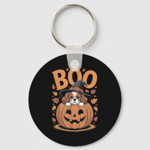 Pumpkin Halloween Cavalier King Charles Spaniel  Key Ring