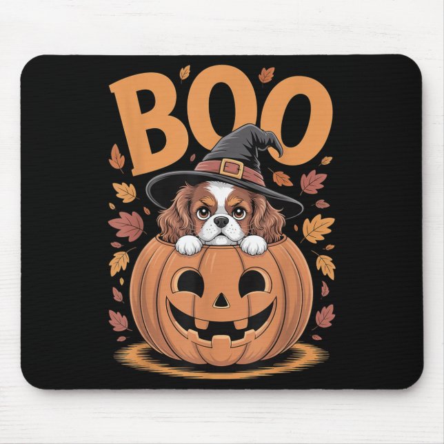 Pumpkin Halloween Cavalier King Charles Spaniel  Mouse Pad (Front)