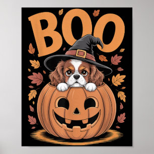 Pumpkin Halloween Cavalier King Charles Spaniel  Poster